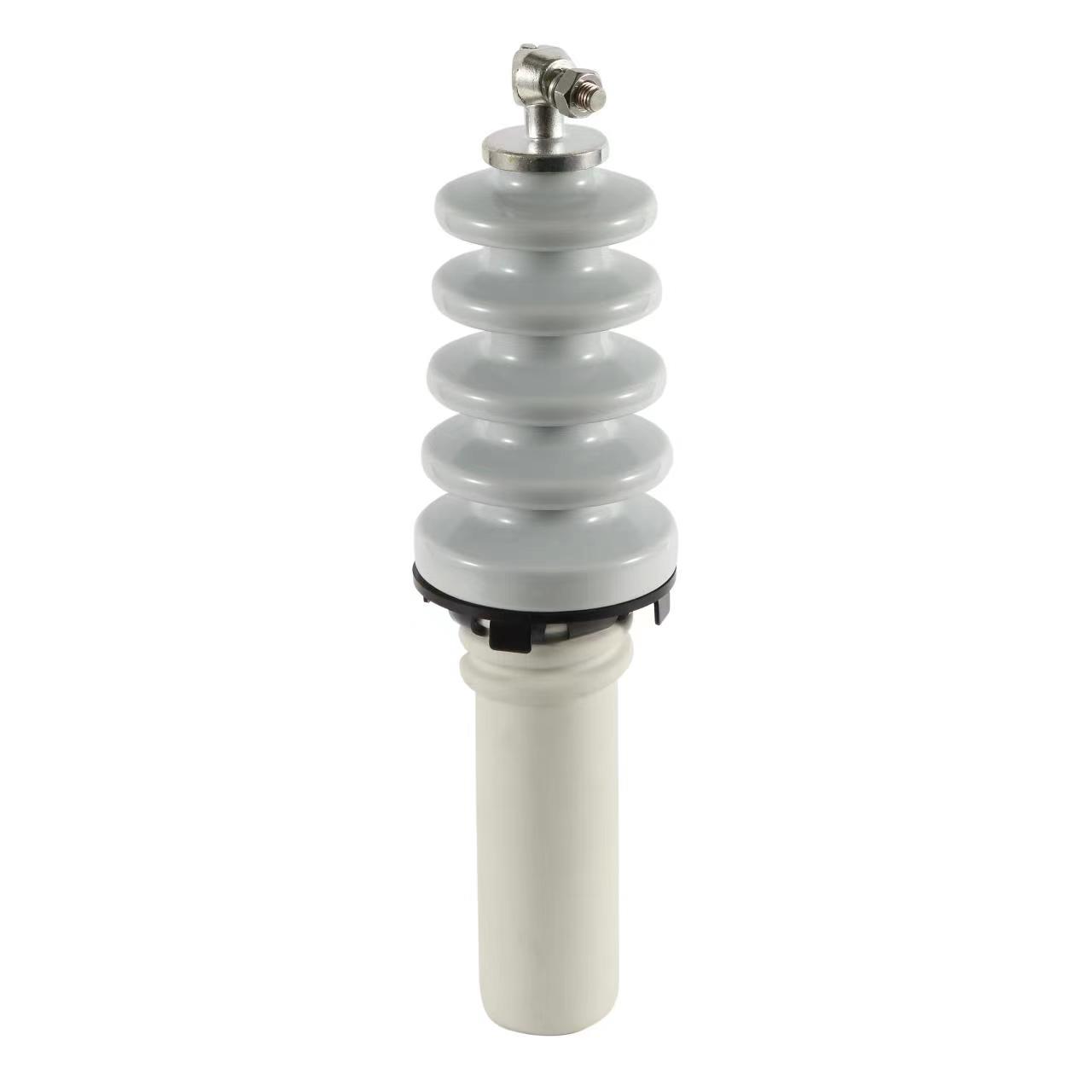 Wet-process porcelain ANSI transformer bushing with light gray glaze